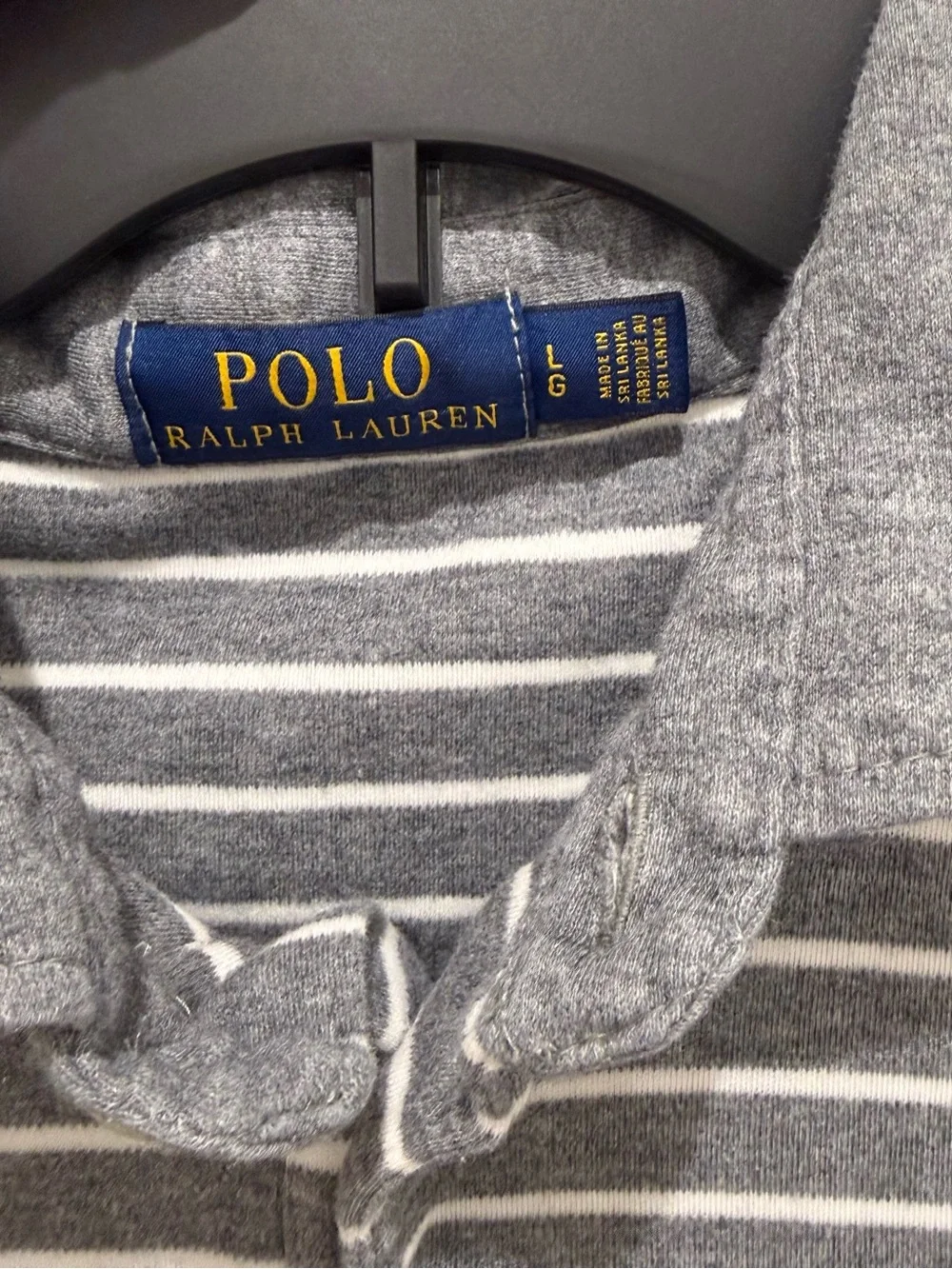 Polo Ralph Lauren Gray Stripped Polo Shirt Size Large
